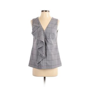 Banana Republic Sleeveless Top Ruffle Plaid Check